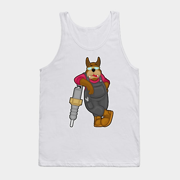 Dog as Mechanic with Spark plug Tank Top by Markus Schnabel